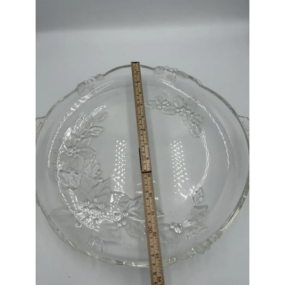Mikasa Poinsettia Pattern Clear and Frosted Round Serving Plate with‎ Handles